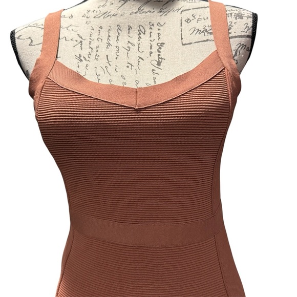 BARDOT Katy Bodycon Chestnut Brown Knit Dress Size 8 Medium - Picture 2 of 11